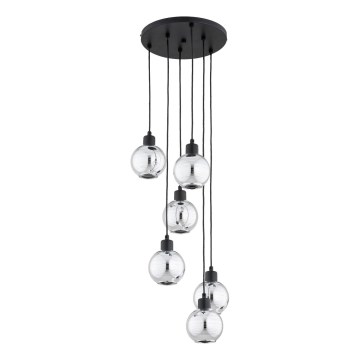 Lustra uz troses ARVENE 6xE27/15W/230V melna/spīdīgs hroms