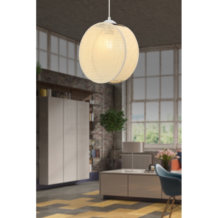 Lustra uz troses DRUM 1xE27/60W/230V krēmkrāsaina