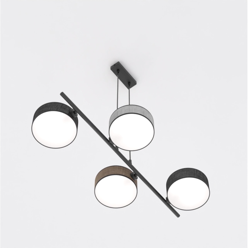 Lustra uz troses DRUMZ 4xE14/10W/230V melna/brūna/pelēka