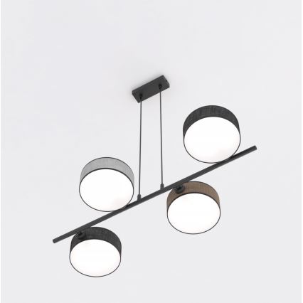 Lustra uz troses DRUMZ 4xE14/10W/230V melna/brūna/pelēka