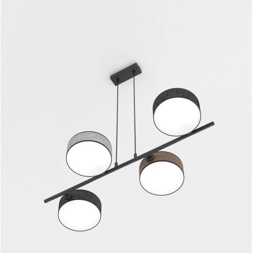 Lustra uz troses DRUMZ 4xE14/10W/230V melna/brūna/pelēka
