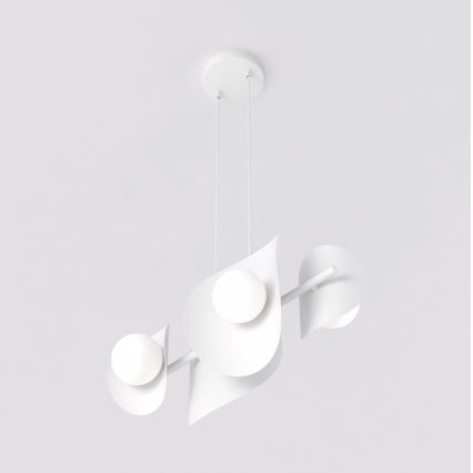 Lustra uz troses ELEMENTI 4xG9/8W/230V balta