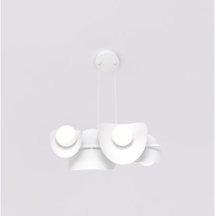 Lustra uz troses ELEMENTI 4xG9/8W/230V balta