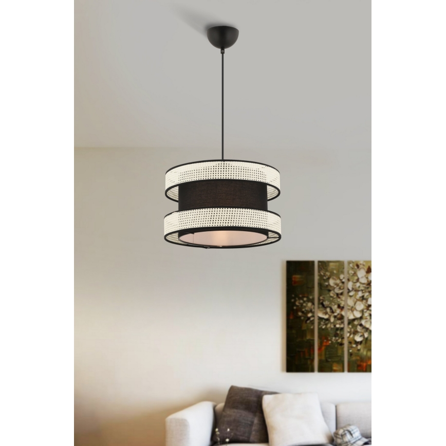 Lustra uz troses HALO 1xE27/60W/230V melna/krēmkrāsaina