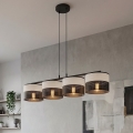 Lustra uz troses KARBON 4xE27/15W/230V melna/pelēka