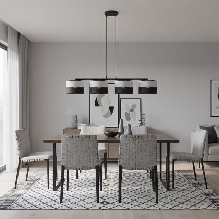 Lustra uz troses KARBON 4xE27/15W/230V melna/pelēka