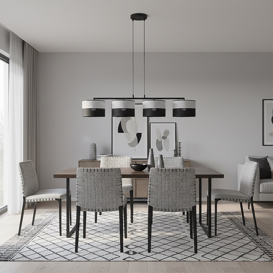 Lustra uz troses KARBON 4xE27/15W/230V melna/pelēka