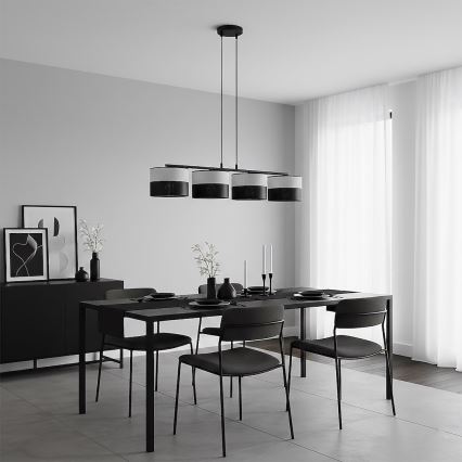 Lustra uz troses KARBON 4xE27/15W/230V melna/pelēka