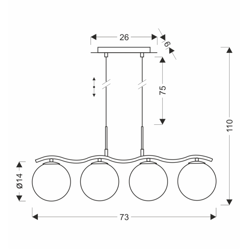 Lustra uz troses LUMOS 4xG9/20W/230V dūmakaini melna