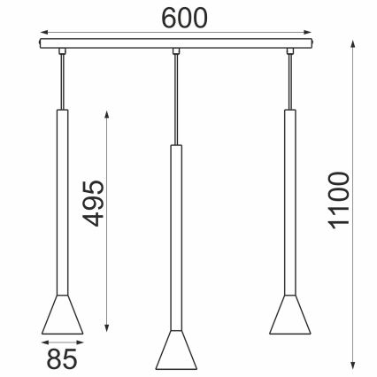 Lustra uz troses MAZZO 3xGU10/8W/230V bēša