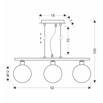 Lustra uz troses SOMUL 3xG9/20W/230V dūmakaina melna