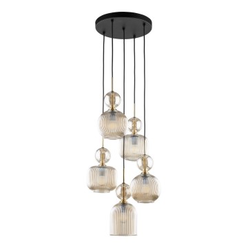 Lustra uz troses SOPHIA 5xE14/10W/230V melna/dūmaina bēša