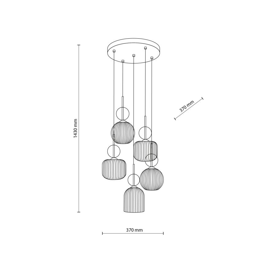 Lustra uz troses SOPHIA 5xE14/10W/230V melna/dūmaina bēša