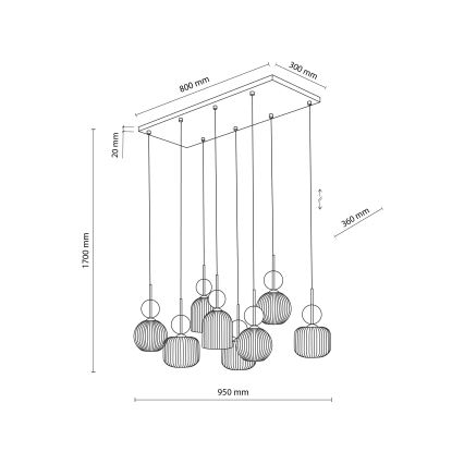 Lustra uz troses SOPHIA 8xE14/10W/230V melna/dūmainā bēša