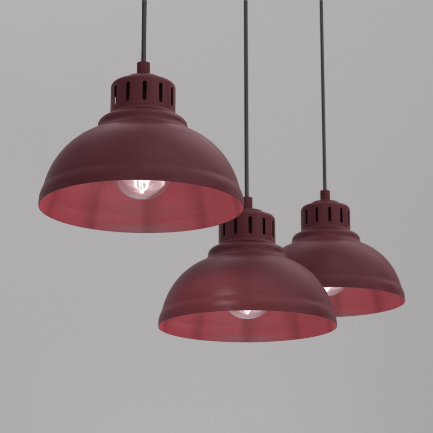 Lustra uz troses SVEN 3xE27/15W/230V, burgundijas krāsa