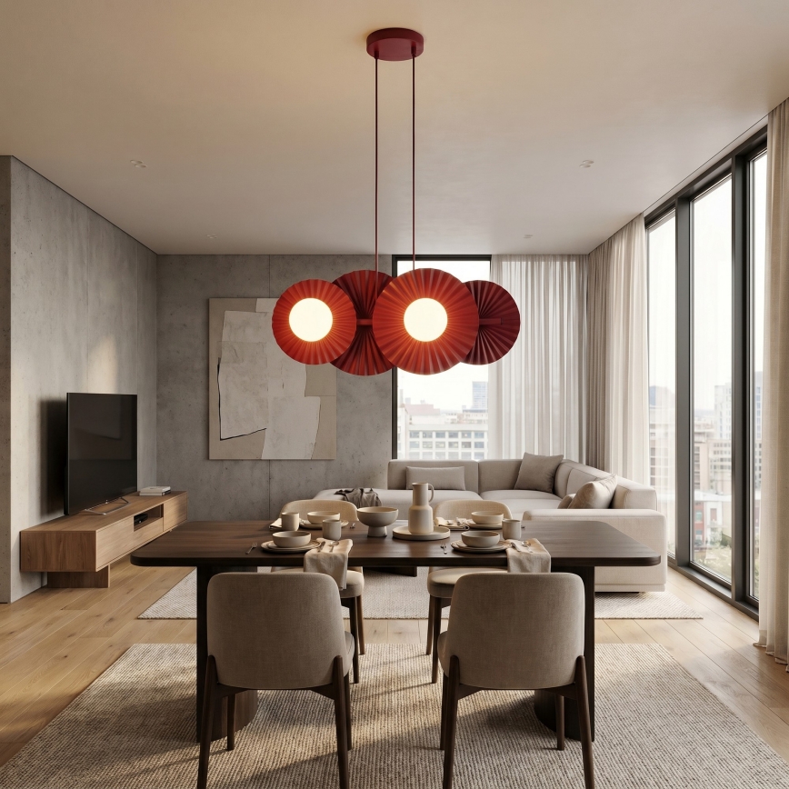 Lustra uz troses UMBRA 4xG9/8W/230V sarkana