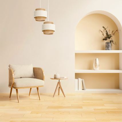 Lustra uz vada BOHO 2xE27/60W/230V krēmkrāsas/džuta