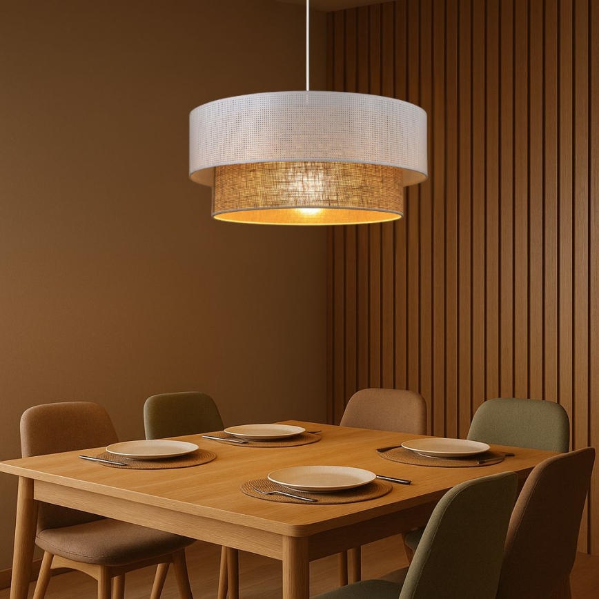Lustra uz vada BORHO 1xE27/60W/230V Ø 50 cm, balta/džuta