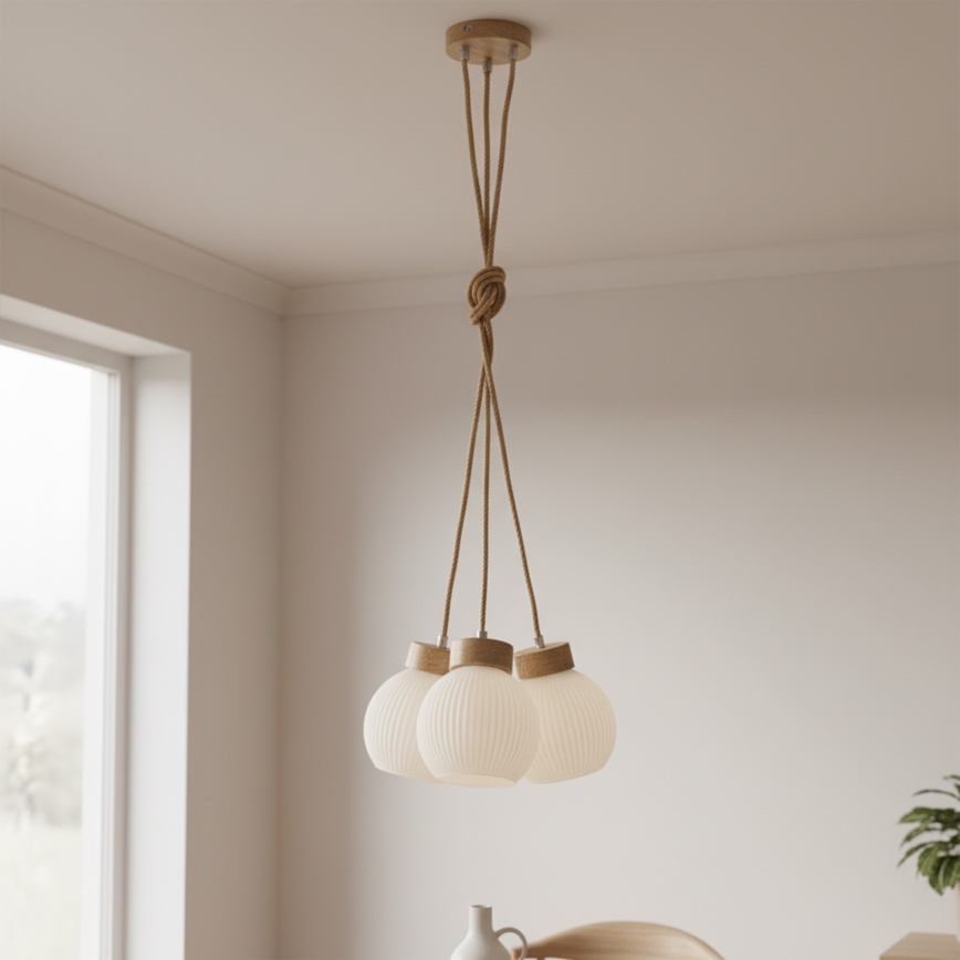 Lustra uz vada LOOMIS 3xE27/15W/230V 130 cm bēšs/ozols