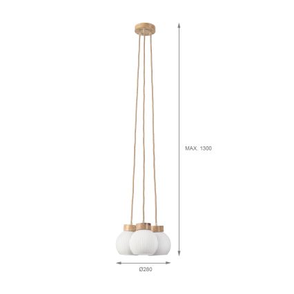 Lustra uz vada LOOMIS 3xE27/15W/230V 130 cm bēšs/ozols