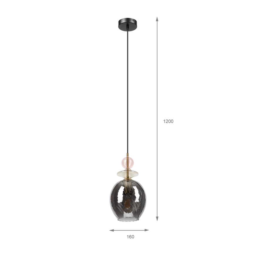 Lustra uz vada VELLO 1xE27/15W/230V melna/dūmīgi rozā/bēša/melna