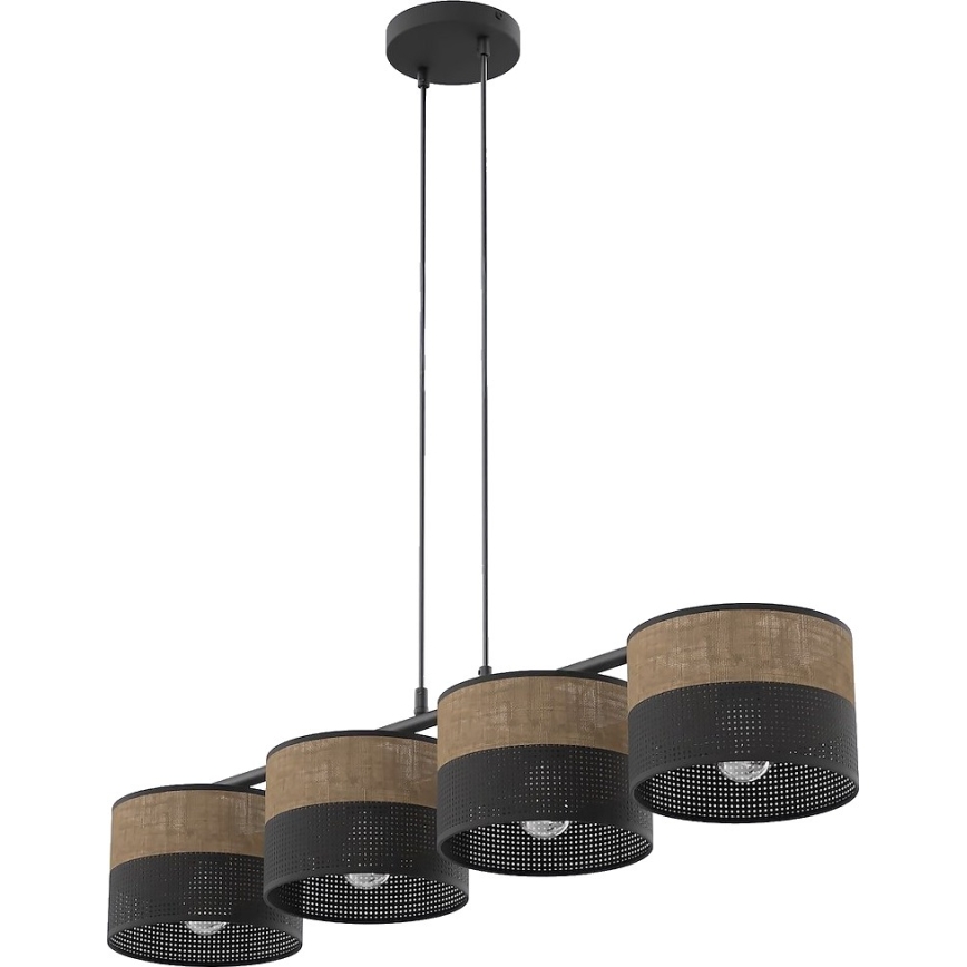 Lustrs uz kabeļa KARBON 4xE27/15W/230V melns/brūns