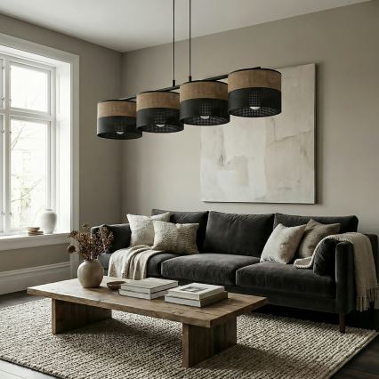 Lustrs uz kabeļa KARBON 4xE27/15W/230V melns/brūns