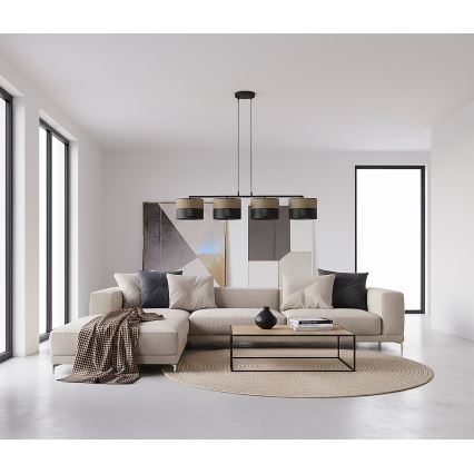 Lustrs uz kabeļa KARBON 4xE27/15W/230V melns/brūns
