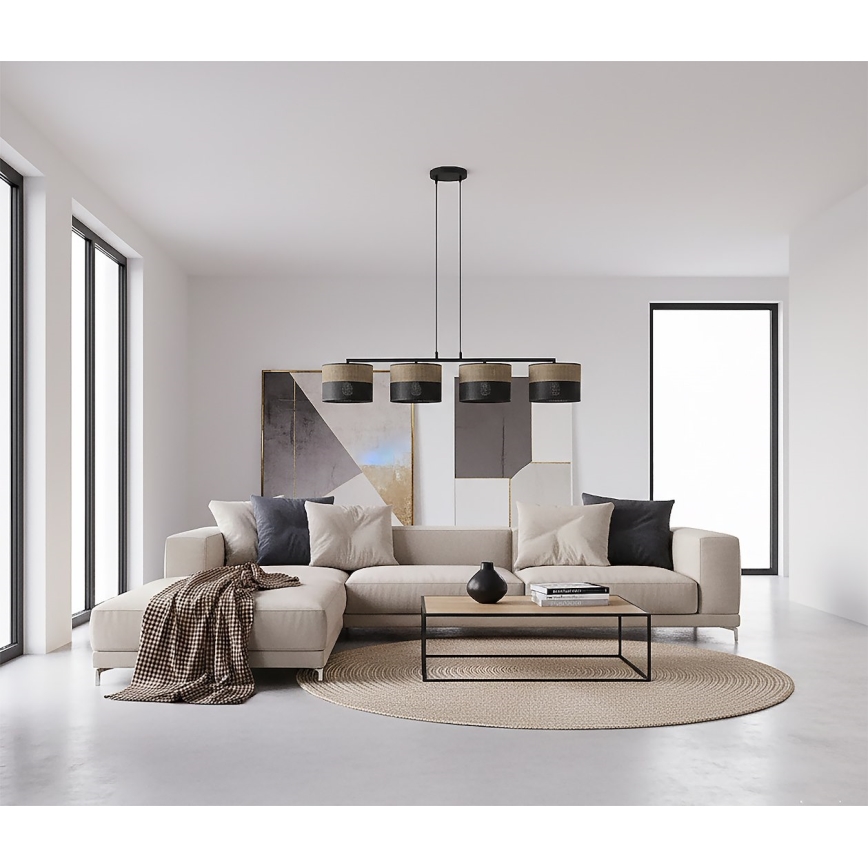 Lustrs uz kabeļa KARBON 4xE27/15W/230V melns/brūns