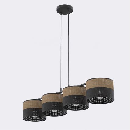 Lustrs uz kabeļa KARBON 4xE27/15W/230V melns/brūns