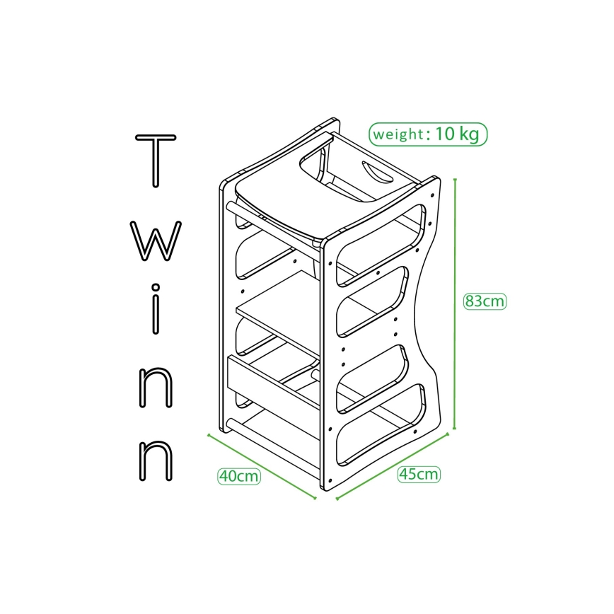 Mācību tornis TWINN 83x45 cm brūns