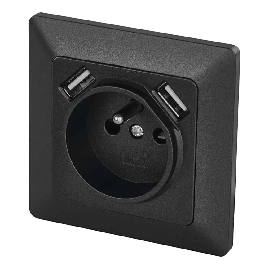 Mājas kontaktligzda ar USB 250V/16A antracīta