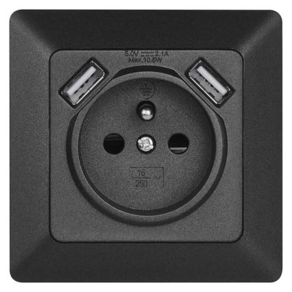 Mājas kontaktligzda ar USB 250V/16A antracīta