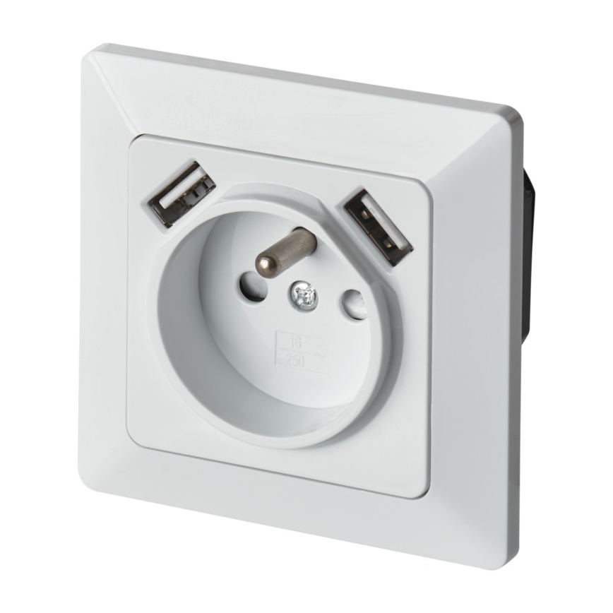 Mājas kontaktligzda ar USB FRENCH 250V/16A