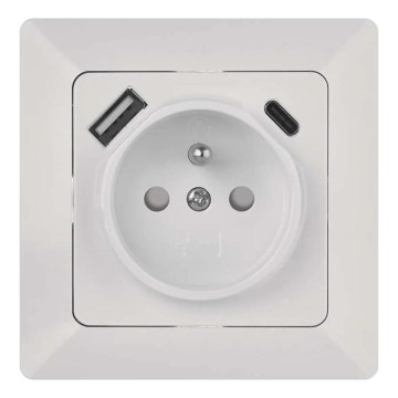 Mājas kontaktligzda ar USB‑A un USB‑C uzlādes portiem