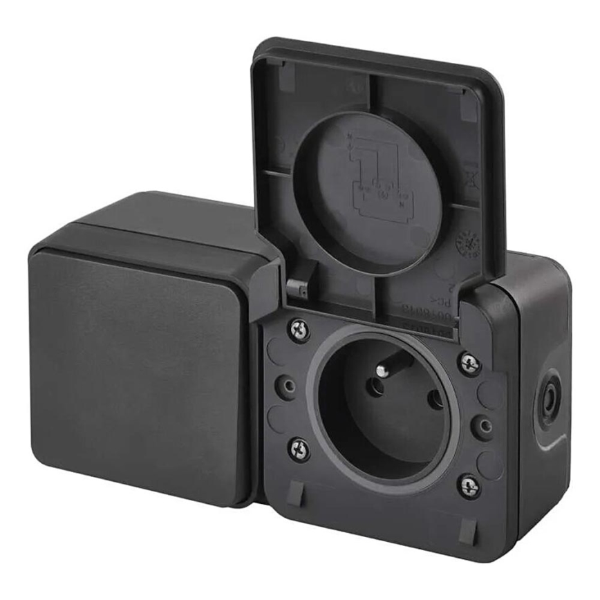 Mājas slēdzis pārslēdzis ar kontaktligzdu 250V/16A IP55