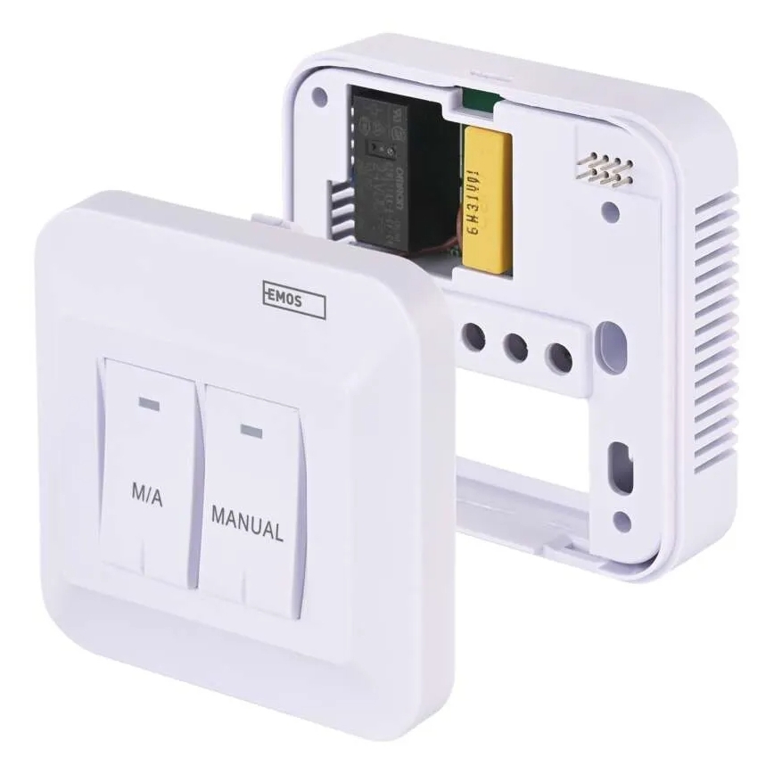 Manuālais bezvadu istabas termostats 230V/16A 2xAA balts