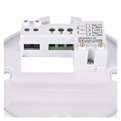 Manuālais istabas termostats 230V/6A 2xAA balts