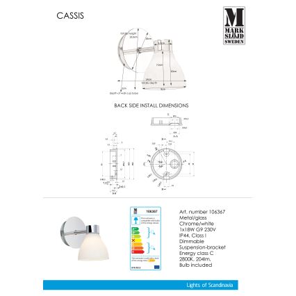 Markslöjd 106367 - Sienas gaismeklis CASSIS 1xG9/18W/230V IP44