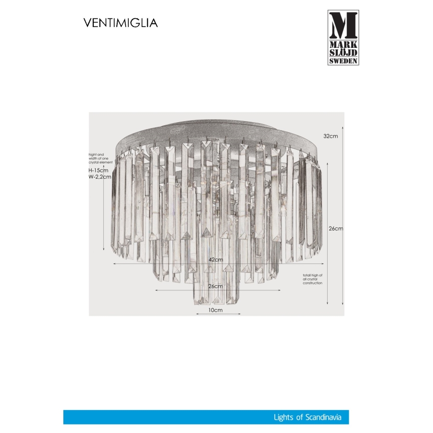 Markslöjd 106563 - Kristāla griestu gaismeklis VENTIMIGLIA 4xE14/40W/230V