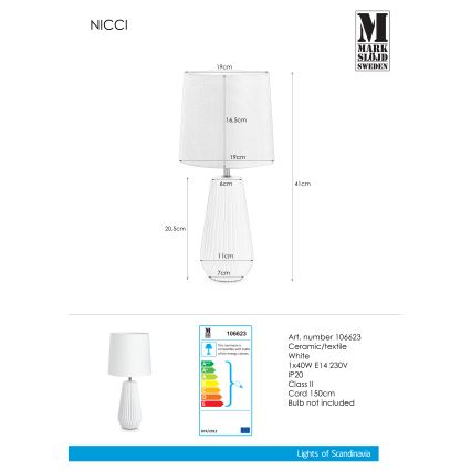 Markslöjd 106623 - Galda lampa NICCI 1xE14/40W/230V