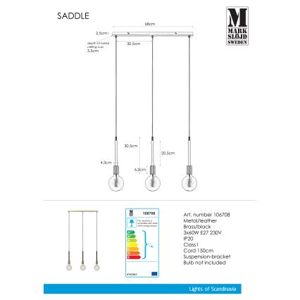 Markslöjd 106708 - Lustra ar auklu SEDLO 3xE27/60W/230V