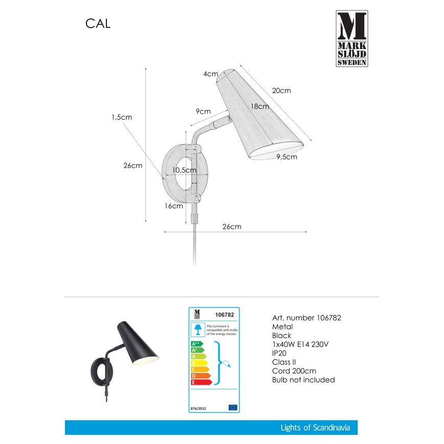 Markslöjd 106782 - Sienas gaismeklis CAL 1xE14/40W/230V