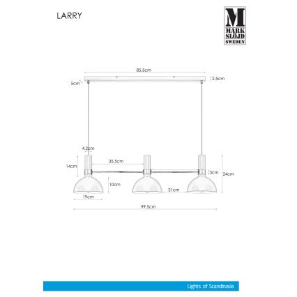 Markslöjd 106855 - Lustra ar auklu LARRY 3xE27/60W/230V