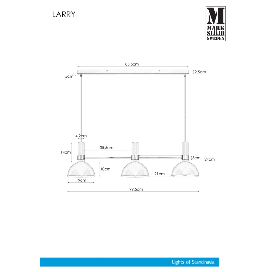 Markslöjd 106855 - Lustra ar auklu LARRY 3xE27/60W/230V