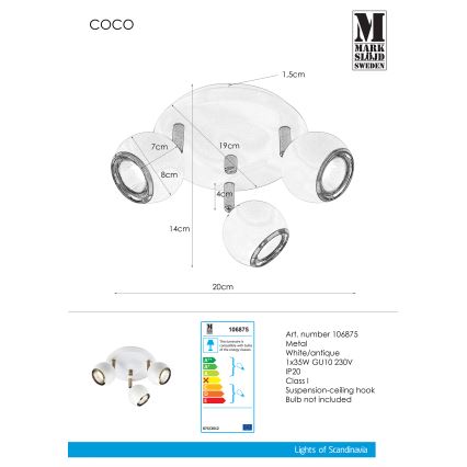 Markslöjd 106875 - Lampa COCO 3xGU10/35W/230V