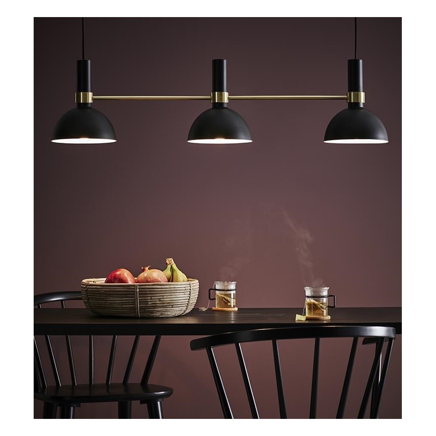 Markslöjd 106971 - Lustra ar auklu LARRY 3xE27/60W/230V melna/zelta