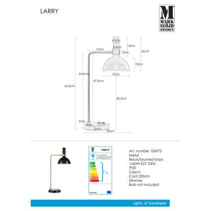 Markslöjd 106973 - Aptumšojama galda lampa LARRY 1xE27/60W/230V