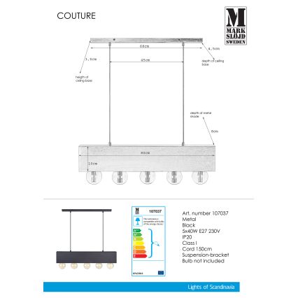 Markslöjd 107037 - Lustra ar auklu COUTURE 5xE27/40W/230V