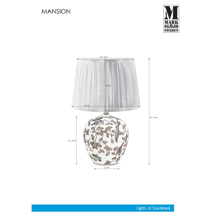 Markslöjd 107040 - Galda lampa MANSION 1xE27/60W/230V
